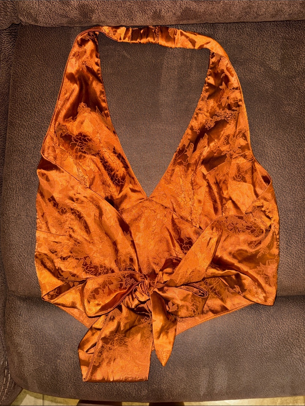 Windsor Silky Burnt Orange Halter Top - Picture 4 of 5